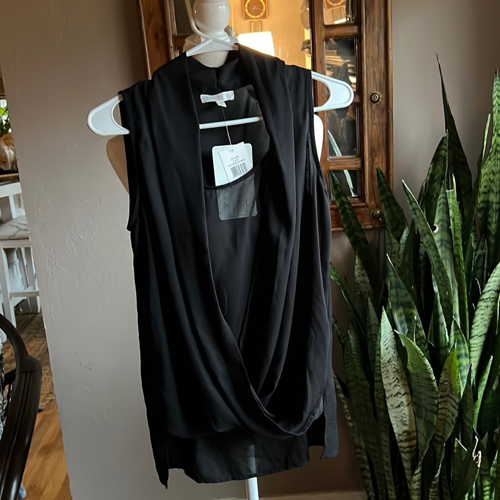 NWT Shear cross over black sleeveless top